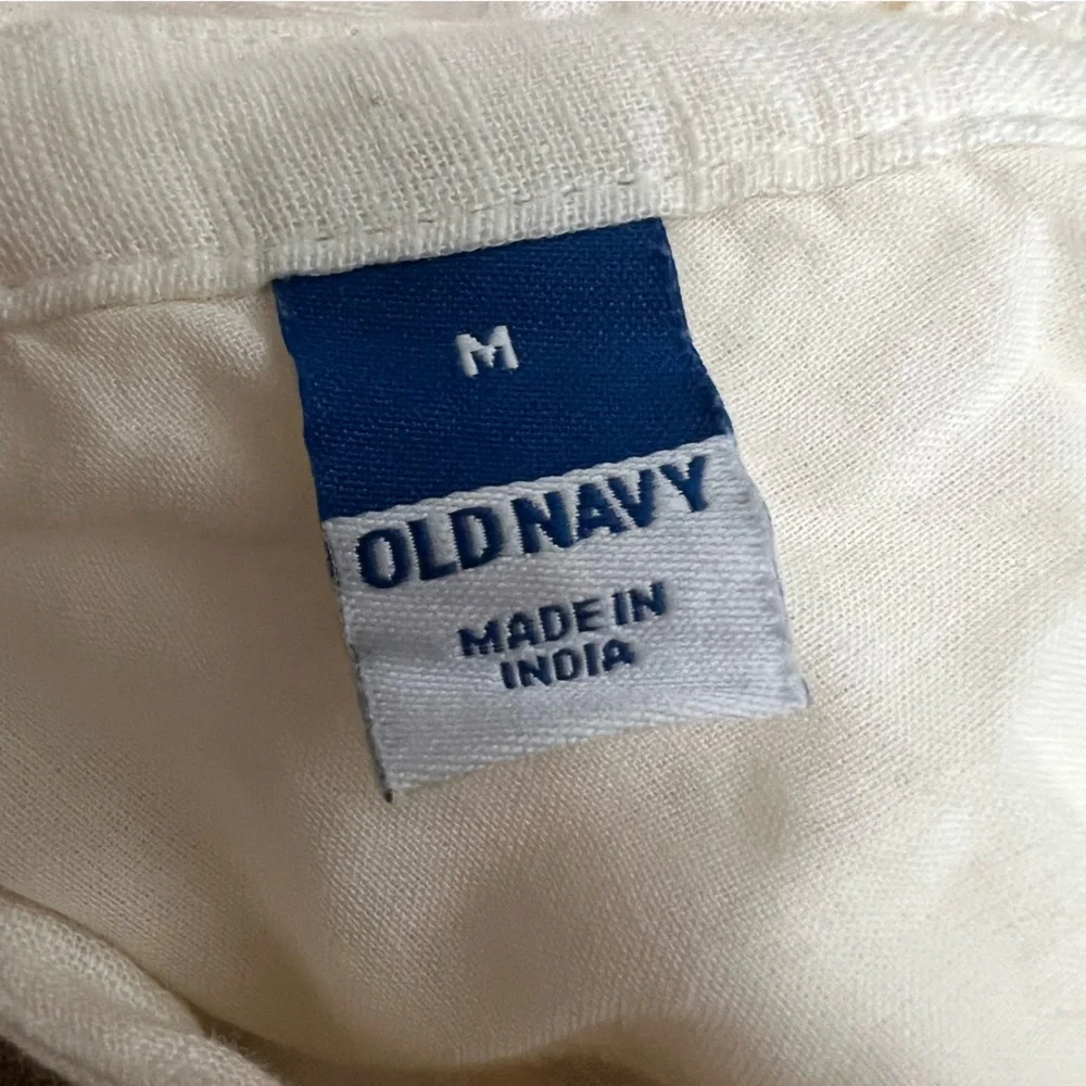 OLD NAVY Off-White Cream Flutter Lace Sleeve Swing Mini Midi Dress Open-Back M - Picture 14 of 16